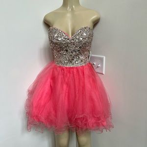 Aspeed coral pink jeweled corset dress